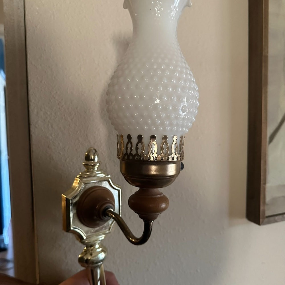 Beautiful milk glass wall lantern